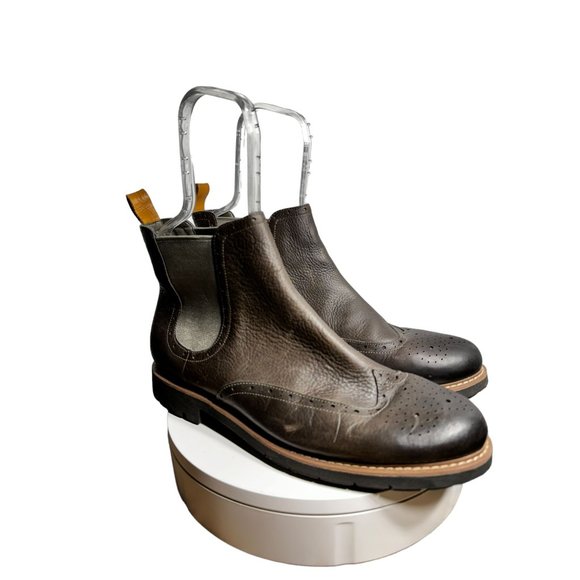 Clarks Brown Leather Slip On Elastic Ankle Boots main image 7